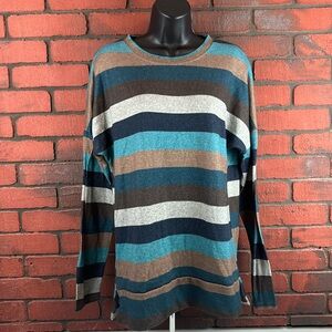 Coeur De Vague Women's‎ Large Striped Long Sleeve Shirt – Casual, Preppy, Boho